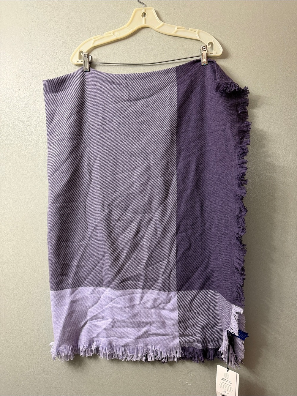 Kit & Ace Purple Gradient Fringe merino wool blend Scarf